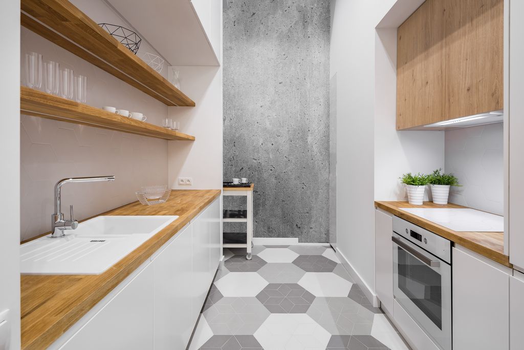 Sol cuisine mosaïque hexagonale gris blanc – MC Carreleur à Vayres